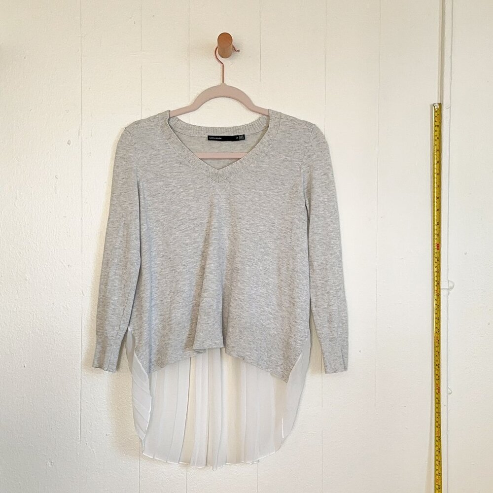 Karen Millen Gray and White Layered Sweater